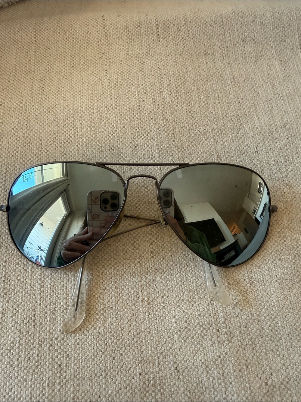 Ray-Ban Aviator Sunglasses — Silver Mirror Lenses with Gunmetal Frame
